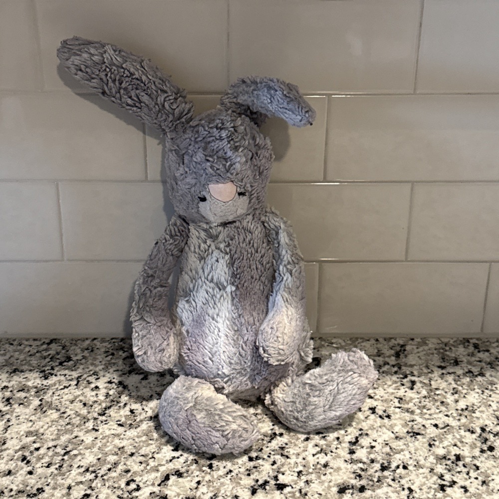 Jellycat Hugo Hare Large Gray Mottled Bunny Rabbit Comforter Baby Soft Toy 15"
